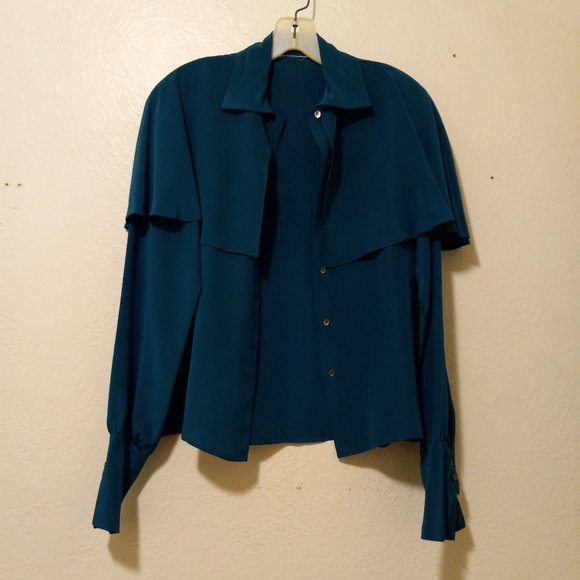 Vintage Silk Cape/Trench Blouse - Picture 16 of 16